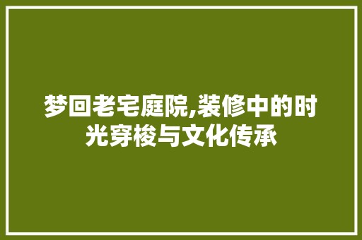 梦回老宅庭院,装修中的时光穿梭与文化传承 卧室