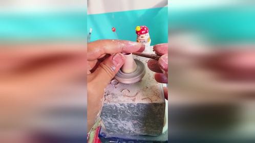 迷你手工陶艺，绞胎小花瓶摆件制作过程