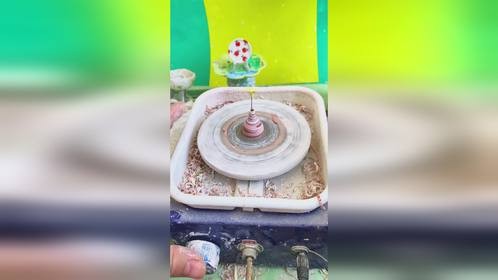 迷你手工陶艺创作，小花瓶摆件制作过程