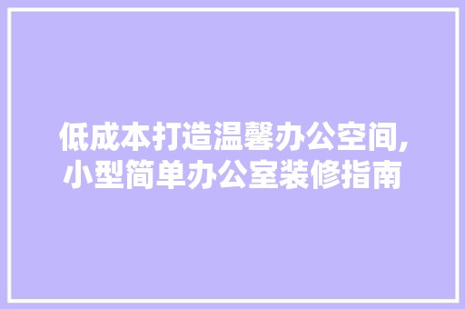 低成本打造温馨办公空间,小型简单办公室装修指南 现代风格装饰