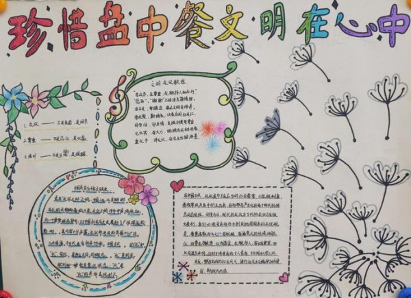 珍惜盘中餐文明在心中明德学校初中部举办手抄报比赛