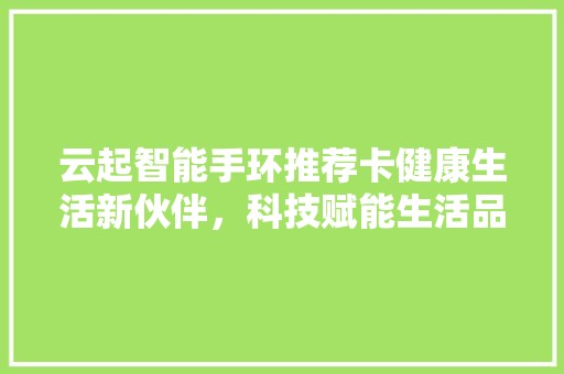 云起智能手环推荐卡健康生活新伙伴，科技赋能生活品质提升 科技前沿