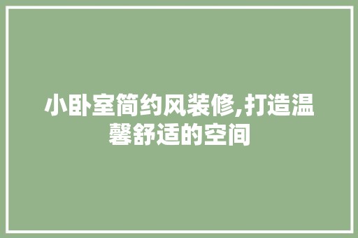 小卧室简约风装修,打造温馨舒适的空间 卧室装修