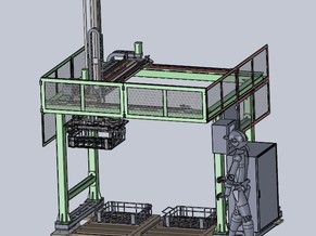 大桁架机械手出料架全套、抓取机械手设备三维模型SolidWorks设计