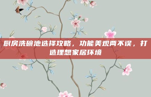 厨房洗碗池选择攻略，功能美观两不误，打造理想家居环境