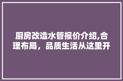 厨房改造水管报价介绍,合理布局，品质生活从这里开始 美食餐饮