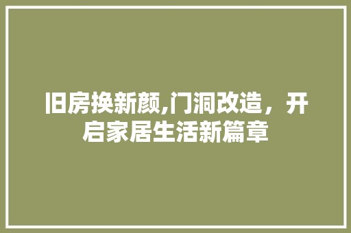 旧房换新颜,门洞改造，开启家居生活新篇章 汽车资讯