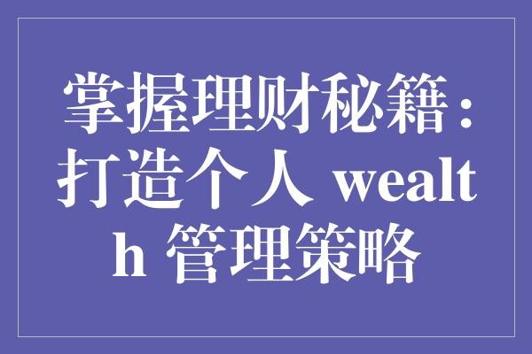 掌握理财秘籍：打造个人 wealth 管理策略