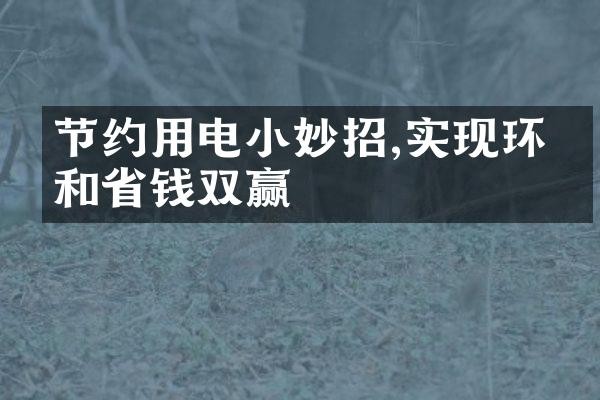 节约用电小妙招,实现环保和省钱双赢