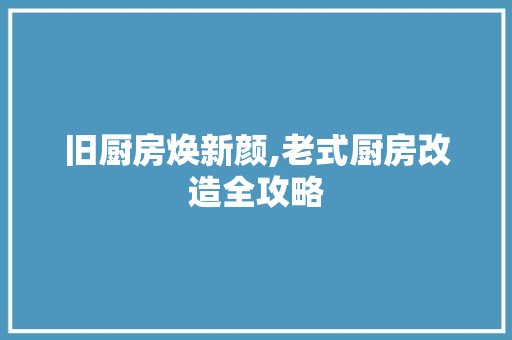 旧厨房焕新颜,老式厨房改造全攻略 家电维修