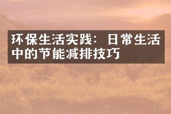 环保生活实践：日常生活中的节能减排技巧