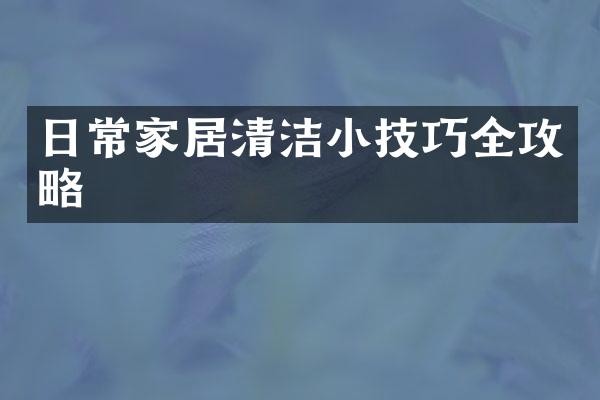 日常家居清洁小技巧全攻略