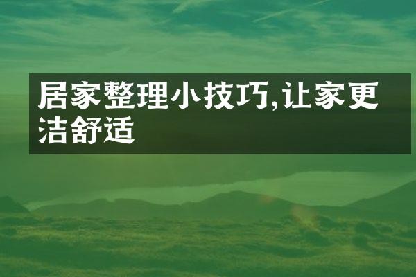 居家整理小技巧,让家更整洁舒适