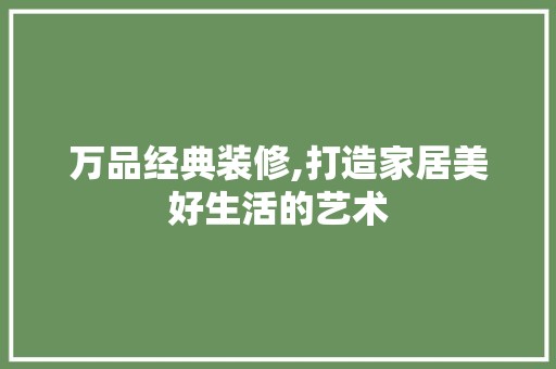 万品经典装修,打造家居美好生活的艺术 软装设计