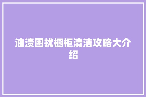 油渍困扰橱柜清洁攻略大介绍 室内设计