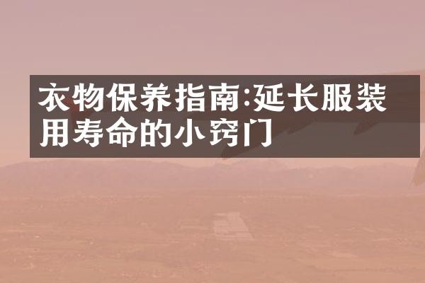衣物保养指南:延长服装使用寿命的小窍门