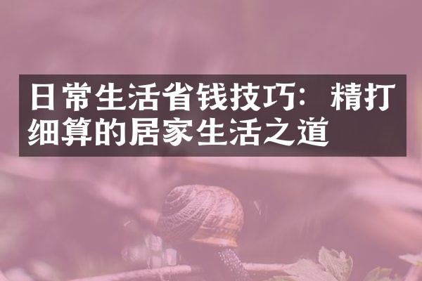 日常生活省钱技巧：精打细算的居家生活之道