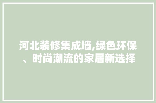 河北装修集成墙,绿色环保、时尚潮流的家居新选择 墙面