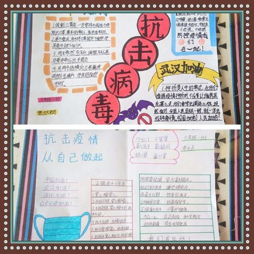 沙柳河镇民族寄宿制完小师生绘制疫情防控手抄报