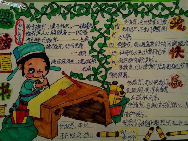 快乐学习手抄报校园阅读小报设计学习手抄报我学习我快乐我成长手抄报