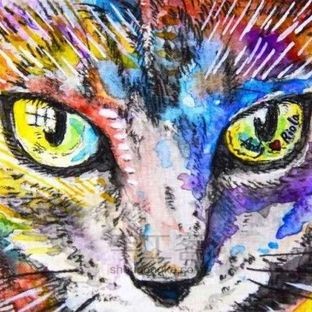 匠心制爱 水彩猫猫插画 含蓄秀恩爱壁纸 原创作品
