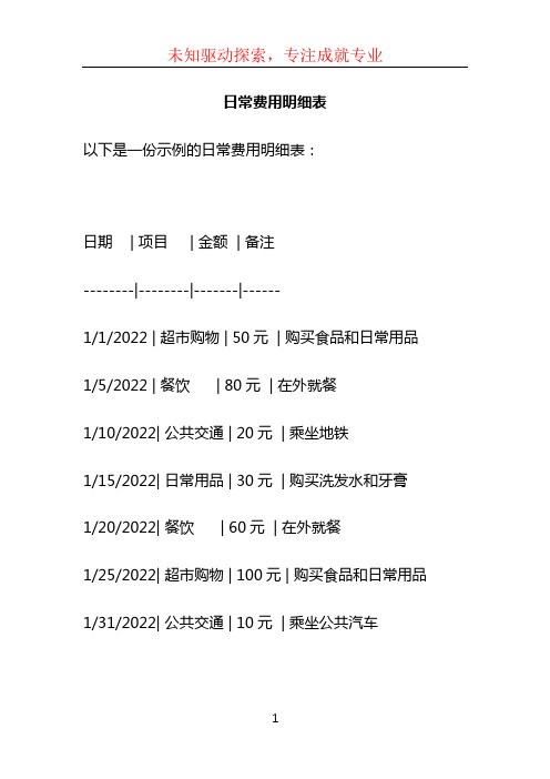 日常费用明细表