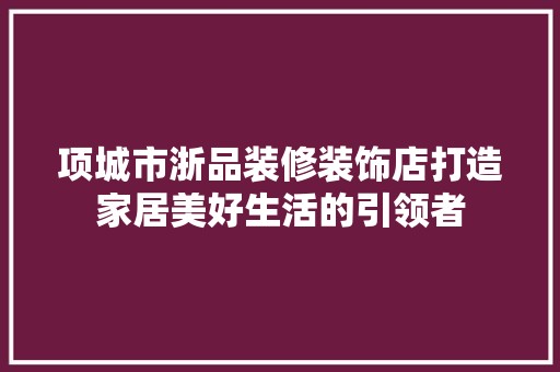 项城市浙品装修装饰店打造家居美好生活的引领者 涂料