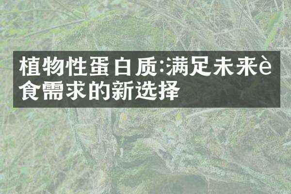植物性蛋白质:满足未来膳食需求的新选择