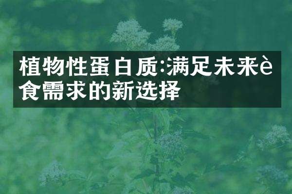 植物性蛋白质:满足未来膳食需求的新选择