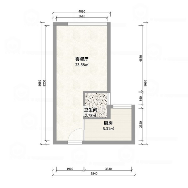 大金空调官方- 42 ㎡ 法式奶油风 loft，打造年轻人的梦幻生活-户型图概览