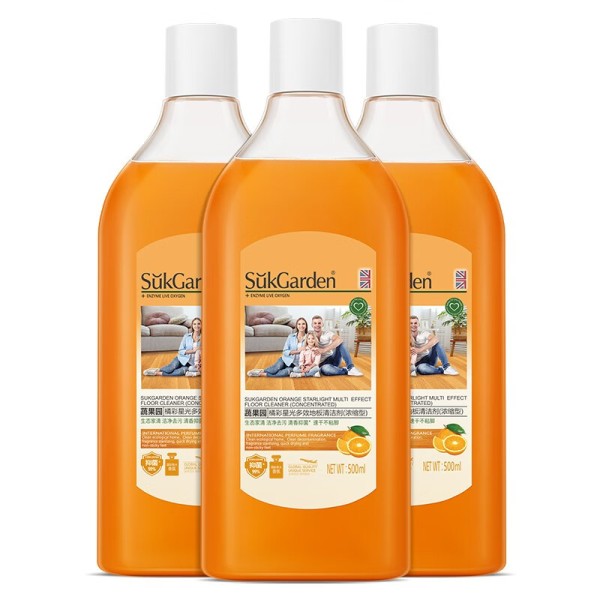 蔬果园 多效地板清洁剂 强力去污清香抑菌 500ml*3瓶
