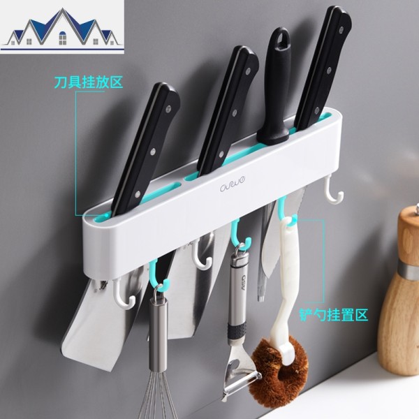 刀架壁挂式菜刀收纳架多功能刀具置物架子免打孔刀座家用厨房用品 三维工匠高清大图