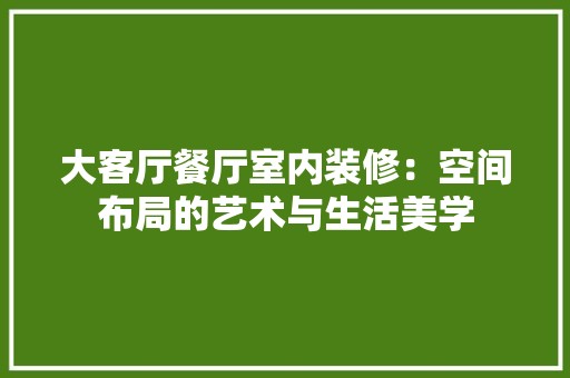 大客厅餐厅室内装修：空间布局的艺术与生活美学 风格选择