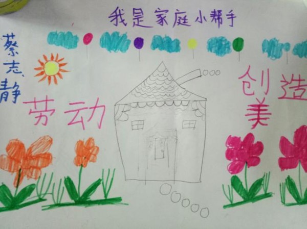 一1班手抄报主题《我是家庭小帮手》