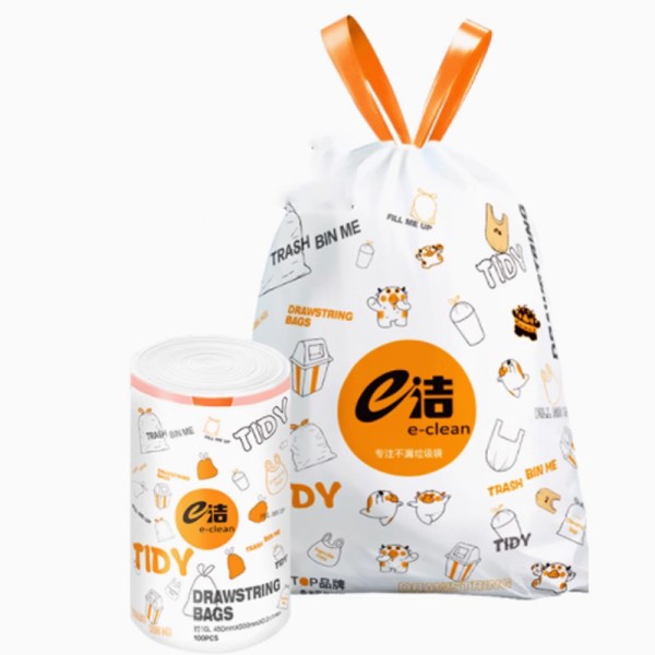 【e洁】印花手提式自动收口垃圾袋100只