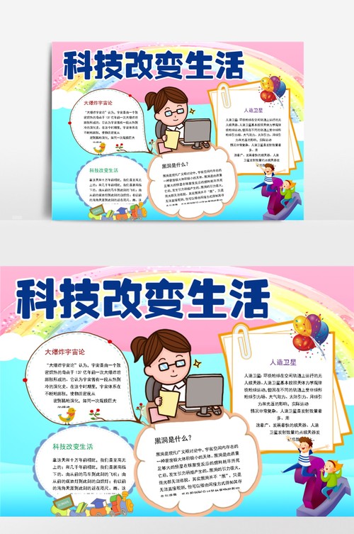 科技改变生活学科小报手抄报word模板