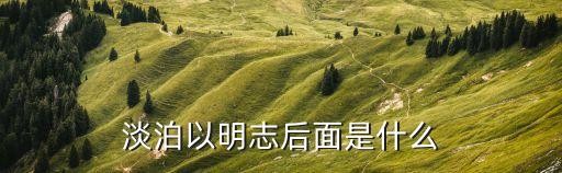 淡泊以明志后面是什么