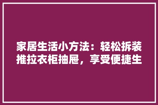 家居生活小方法：轻松拆装推拉衣柜抽屉，享受便捷生活 现代风格装饰