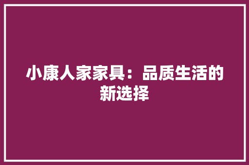 小康人家家具：品质生活的新选择 现代风格装饰