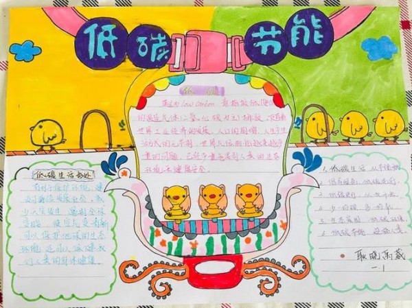 绿色低碳节能先行手抄报小学生