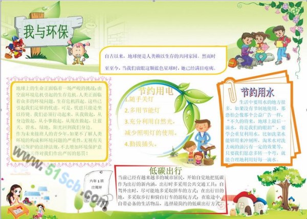 低碳环保生活手抄报图片内容