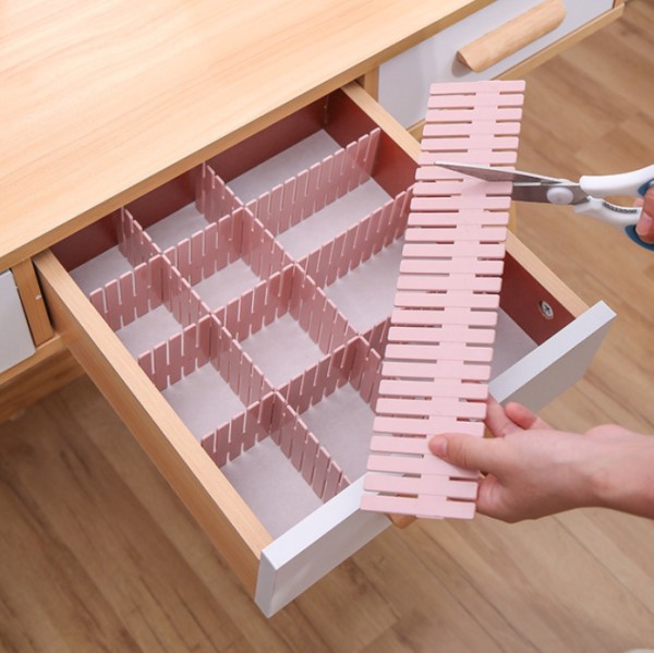 4PCS Drawer Divider Kits Household Plastic Adjustable Separator Grid Tidy Drawer Dividers