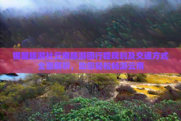 锡盟旅游社云南旅游团行程规划及交通方式全面解析，助您轻松畅游云南