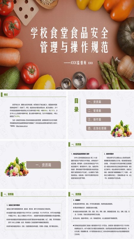 学校食堂食品安全管理与操作规范培训课件PPT模板