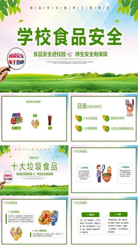 学校食品安全主题班会PPT含讲稿