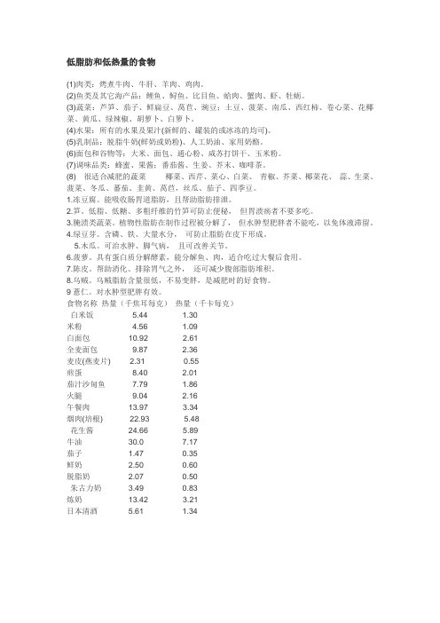 低热量食物