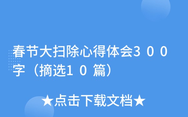春节大扫除心得体会300字（摘选10篇）