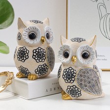 猫头鹰树脂工艺品摆件北欧简约客厅卧室书房装饰送礼创意树脂摆饰