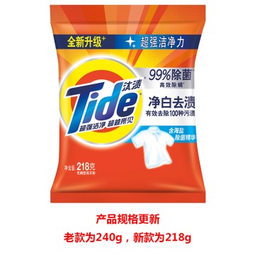 汰渍/Tide 洗衣粉，218g(新款) 净白去渍升级 售卖规格：1包