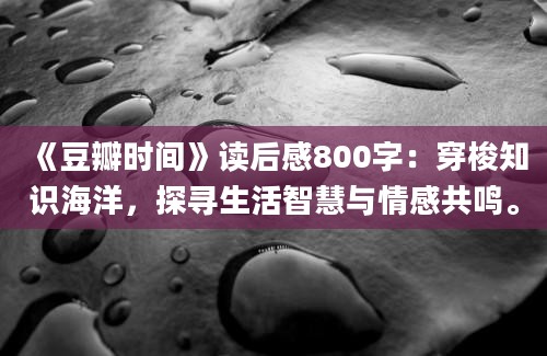 《豆瓣时间》<a href=https://www.baixuetang.com target=_blank class=infotextkey>读后感</a>800字：穿梭知识海洋，探寻生活<a href=https://www.baixuetang.com/tag/zhihui.html target=_blank class=infotextkey>智慧</a>与情感共鸣。
